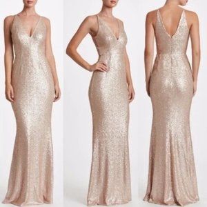 Dress The Population Harper V Neck Mermaid Gown Maxi Dress Pink Size Medium